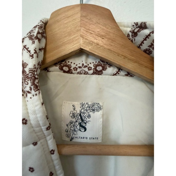 Altar'd State Quinn Quilted Jacket – Ivory/Brown – Size Small – NWT - Picture 3 of 5